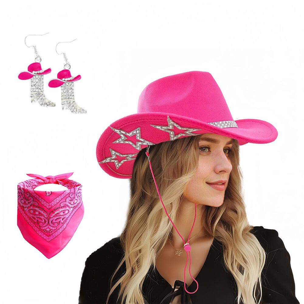 8727 Cowgirl Hat And Bandana Heart Sunglasses Glitter Rhinestone Star